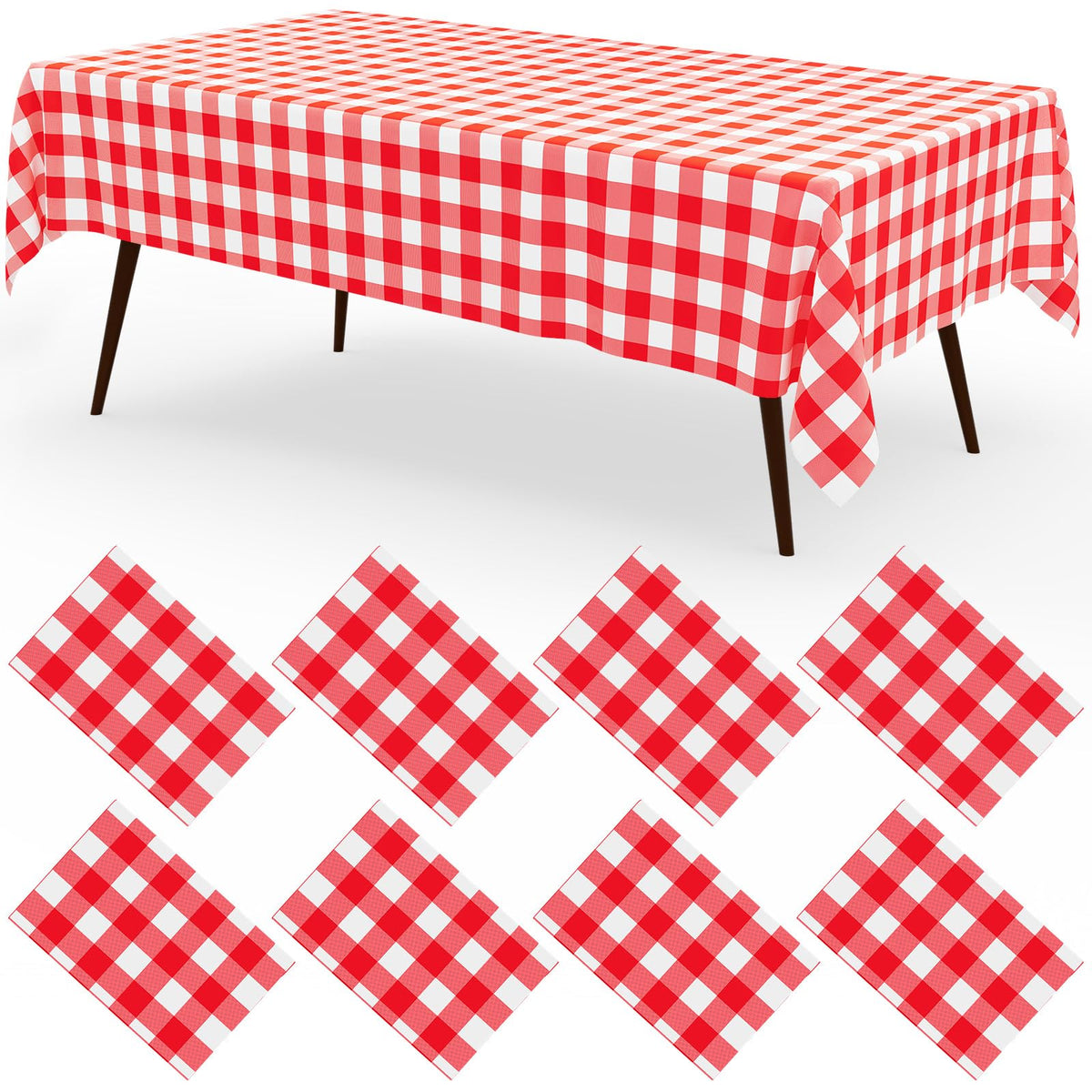 misaya 8 Packs Buffalo Disposable Table Cloth, 54 x 108 Inch Waterproof Plastic Tablecloth, Rectangle Khaki and White Checkered Table Covers for Picnic, Birthday, Party