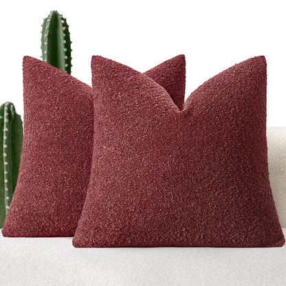 MIULEE 20x20 Decorative Boucle Couch Pillow Covers Brown