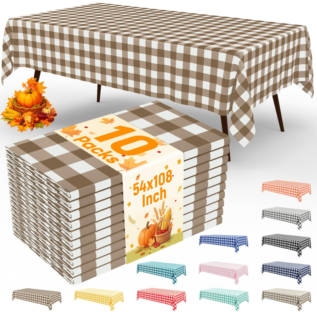 misaya 4 Packs Buffalo Disposable Table Cloth, 54 x 108 Inch Waterproof Plastic Tablecloth, Rectangle Red and White Checkered Table Covers for Picnic, Birthday, Party, Back to School