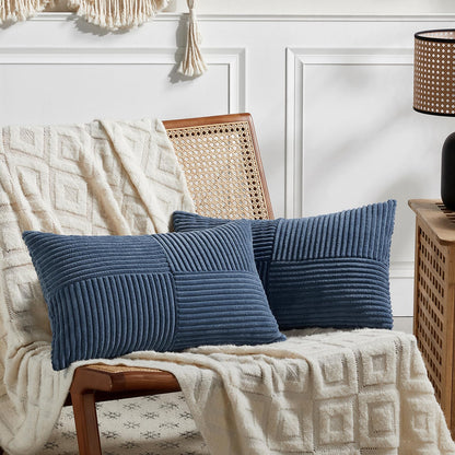 Fancy Homi 2 Packs Rust Boho Decorative Throw Pillow Covers 18x18 Inch for Couch Bed Sofa, Farmhouse Fall Home Decor, Soft Corss Corduroy Patchwork Textured Terracotta Accent Cushion Case 45x45 cm