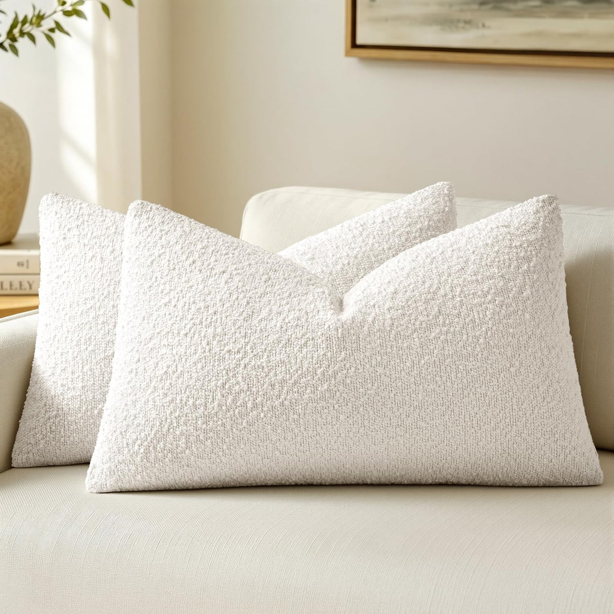 MIULEE 20x20 Decorative Boucle Couch Pillow Covers Brown