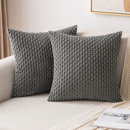 MIULEE Decorative Throw Pillow Covers 18x18 Sage Green Textured Corduroy