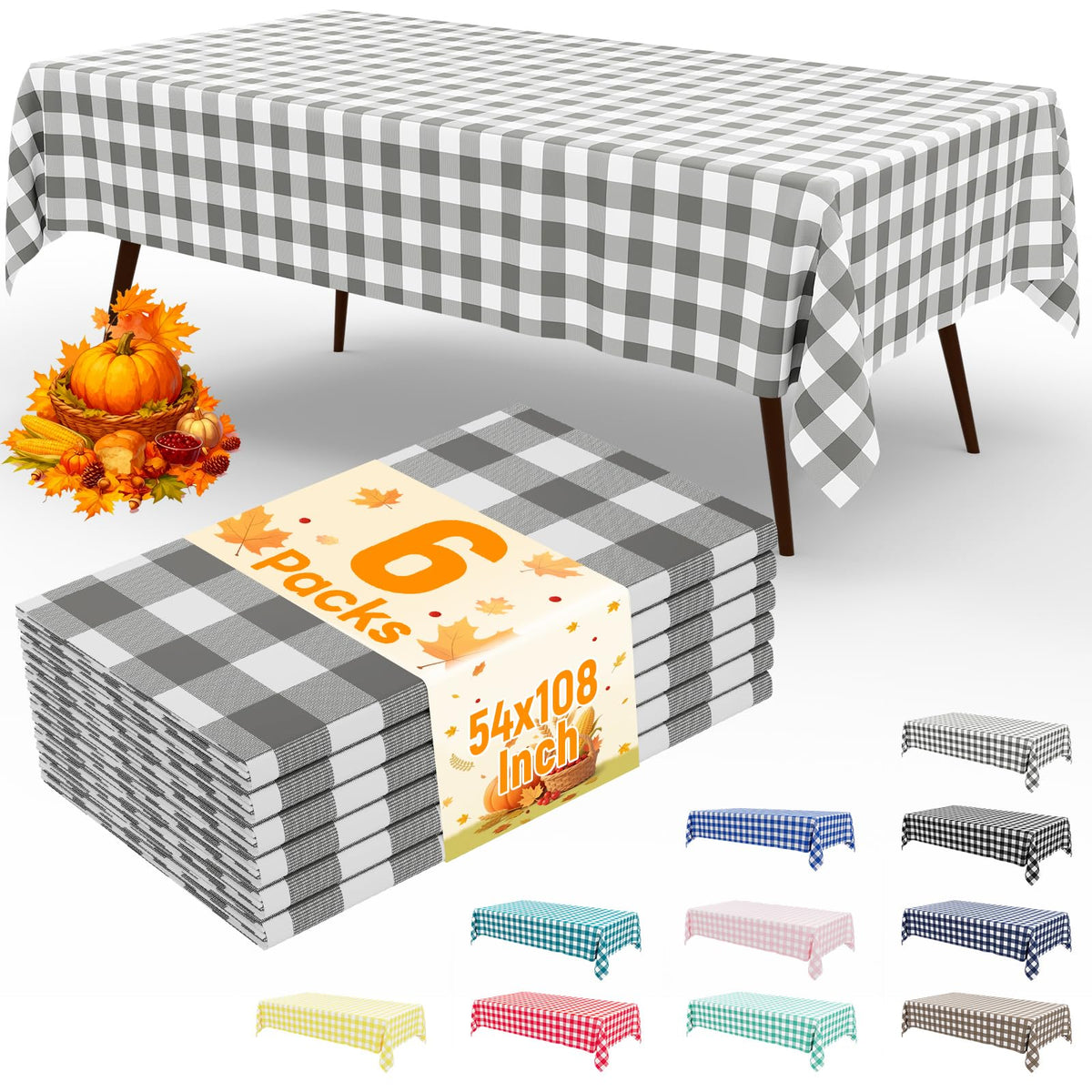 misaya 4 Packs Buffalo Disposable Table Cloth, 54 x 108 Inch Waterproof Plastic Tablecloth, Rectangle Red and White Checkered Table Covers for Picnic, Birthday, Party, Back to School