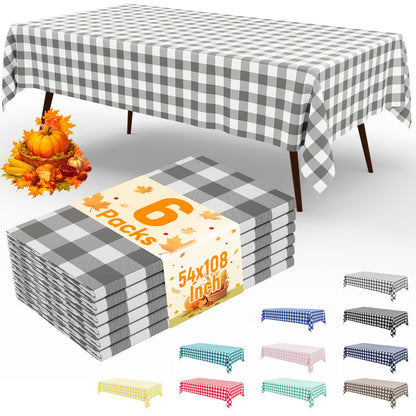 misaya 4 Packs Buffalo Disposable Table Cloth, 54 x 108 Inch Waterproof Plastic Tablecloth, Rectangle Red and White Checkered Table Covers for Picnic, Birthday, Party, Back to School