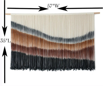 Macrame Wall Hanging Boho Wall Decor Large-Scale Tie-Dye Tapestry 57"W*35"L