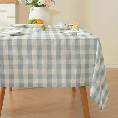 Alsoo Checkered Tablecloth Rectangle Gingham Table Cloth Washable Cotton Linen Fall Thanksgiving Buffalo Plaid Table Cover for Picnic Kitchen Dining Room, Orange and White, 60 * 75 inch