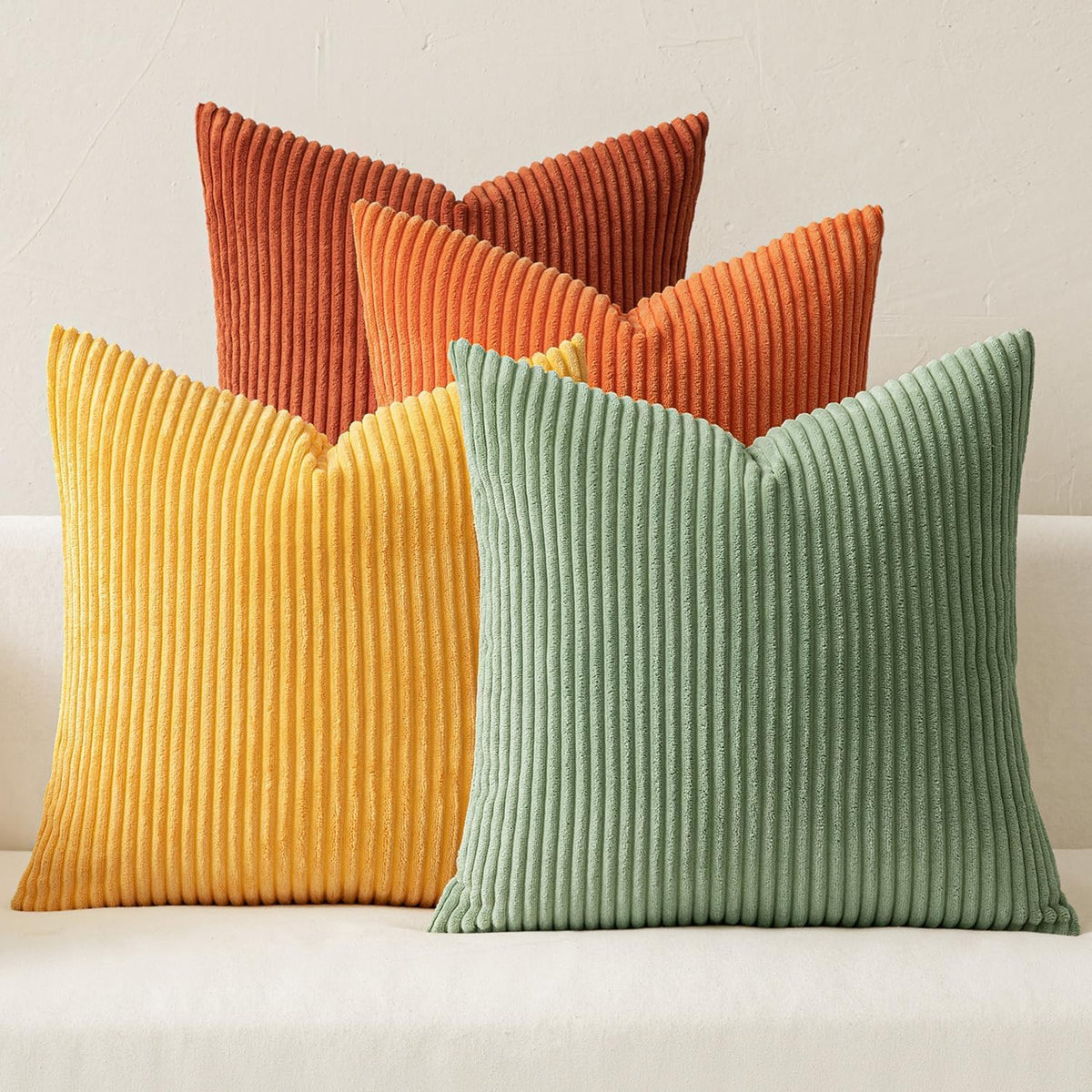 MIULEE Soft Corduroy Decorative Throw Pillow Covers Forest Green 18x18