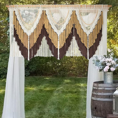 Macrame Wall Hanging Brown Tassel Knotting Fiber Art Boho Decor 47" W*25" L