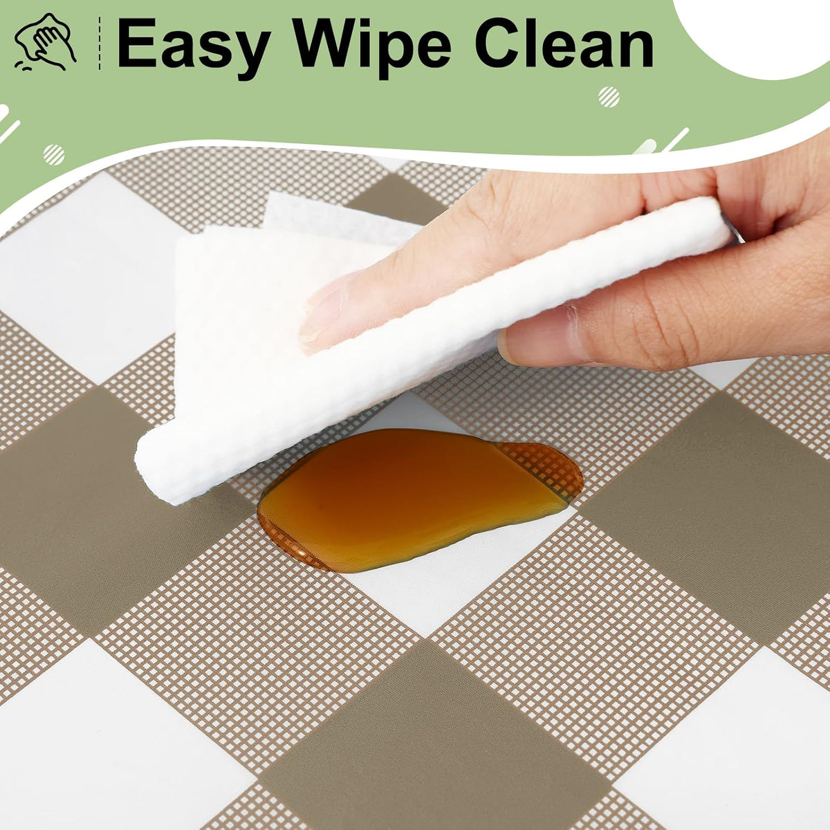 misaya 3 Packs Khaki White Buffalo Gingham Plastic Disposable Table Cloth