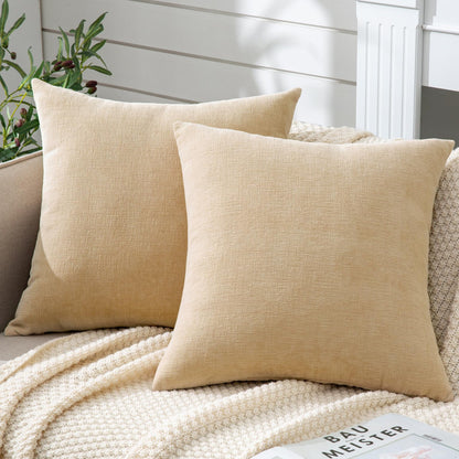 GAWAMAY Decorative Square Throw Pillow Covers 18"x18" Inch Set of 2, Super Soft Chenille Pillows Cover Fall Pillowcase for Living Room Bedroom Sofa Couch Cushion Cover Navy Blue 45x45cm (Only Covers)