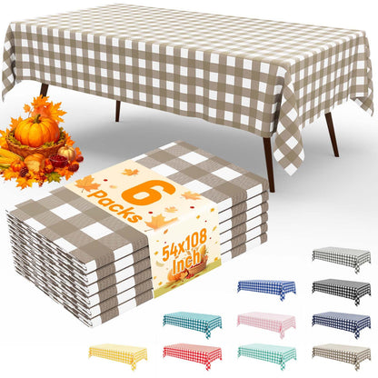 misaya 4 Packs Buffalo Disposable Table Cloth, 54 x 108 Inch Waterproof Plastic Tablecloth, Rectangle Red and White Checkered Table Covers for Picnic, Birthday, Party, Back to School