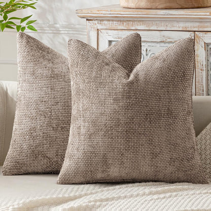 MIULEE Decorative Couch Throw Pillow Covers 18x18 Inch Neutral Beige 2 Pack