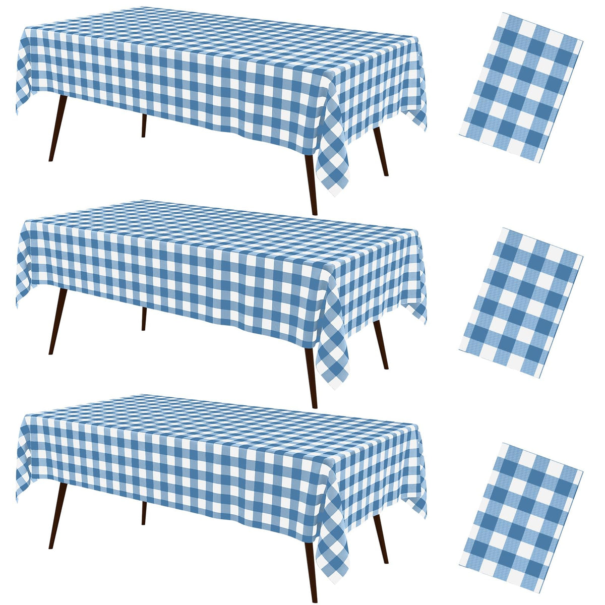 misaya 3 Packs Khaki White Buffalo Gingham Plastic Disposable Table Cloth