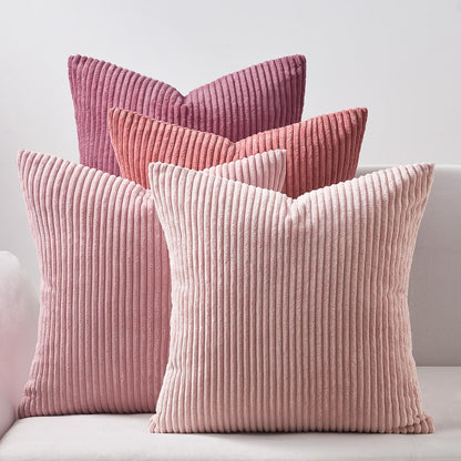 Topfinel Decorative Throw Pillow Covers Cushion Cases, Set of 4 Soft Velvet Modern Double-Sided Designs, Mix and Match for Boho Farmhouse Fall Home Decor (18x18 inch, Orange/Teal)