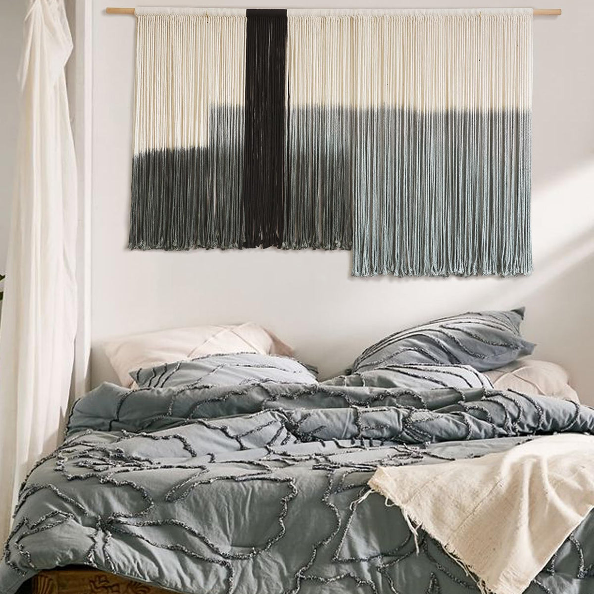 Macrame Wall Hanging Boho Wall Decor Large-Scale Tie-Dye Tapestry 57"W*35"L