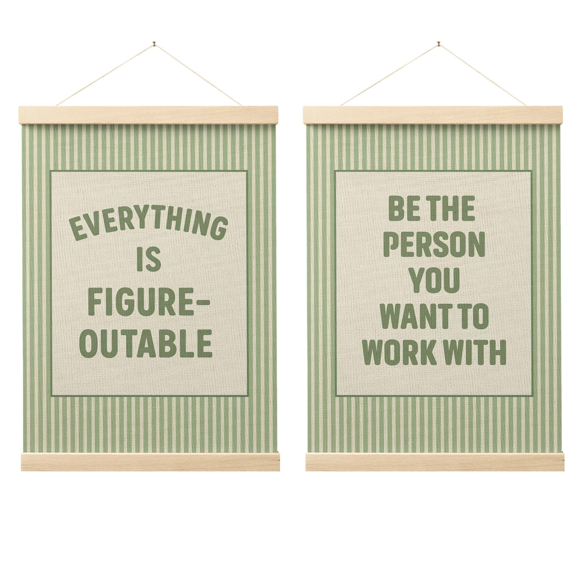 FGFK Everything Is Figureoutable Positive Affirmations Wall Art Poster Hanger Frame, Retro Pink and Green Inspirational Canvas Prints Framed Wall Decor for Office Classroom Home Bedroom, 12x16 Inch