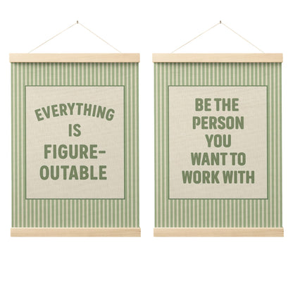 FGFK Everything Is Figureoutable Positive Affirmations Wall Art Poster Hanger Frame, Retro Pink and Green Inspirational Canvas Prints Framed Wall Decor for Office Classroom Home Bedroom, 12x16 Inch