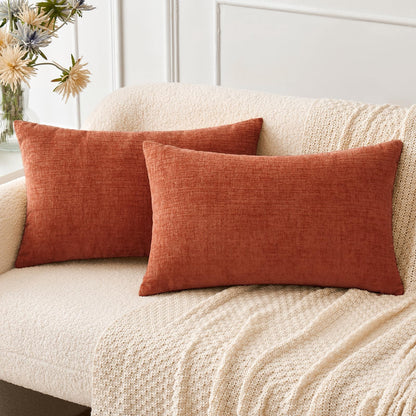 MIULEE Soft Chenille Fall Throw Pillow Covers Burnt Orange 18x18 Pack of 2
