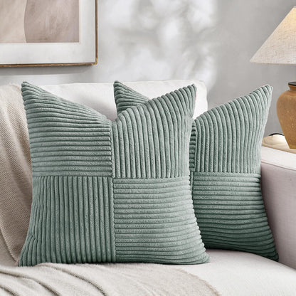 Fancy Homi 2 Packs Rust Boho Decorative Throw Pillow Covers 18x18 Inch for Couch Bed Sofa, Farmhouse Fall Home Decor, Soft Corss Corduroy Patchwork Textured Terracotta Accent Cushion Case 45x45 cm