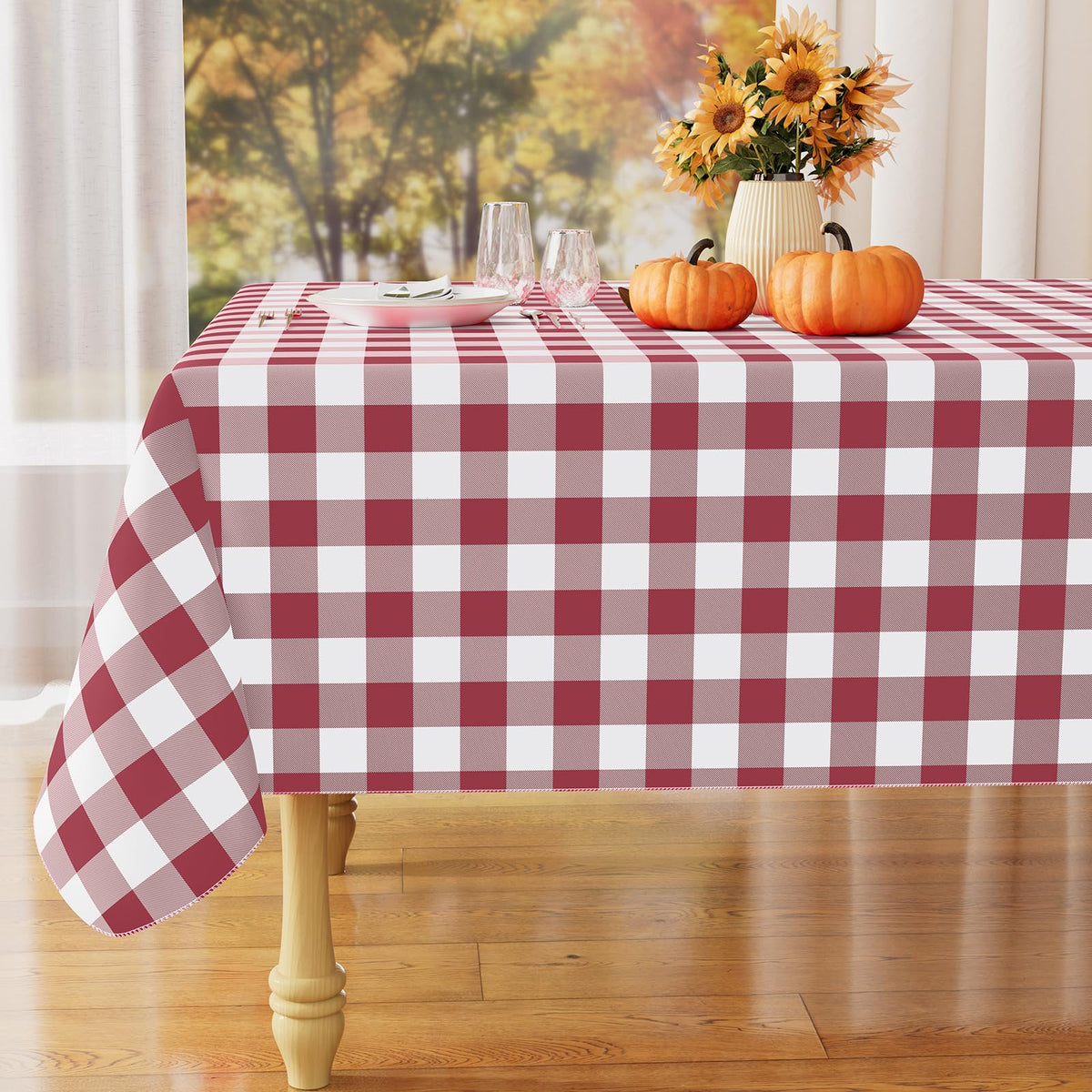 misaya Rectangular Waterproof Vinyl Table Cloth, Flannel Backed Tablecloth