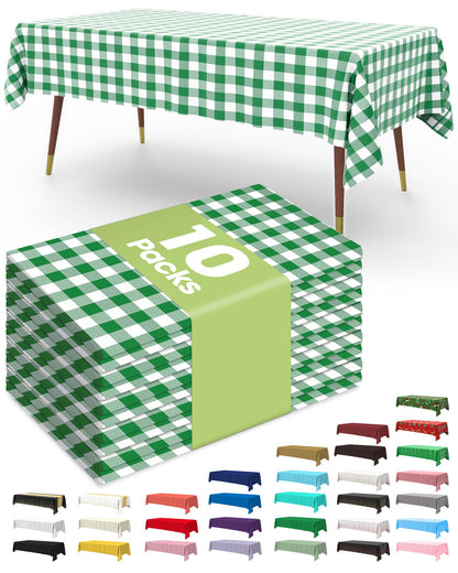 Pureegg Plastic Table Cloth Disposable 54x108 Inch 10 Pack, White