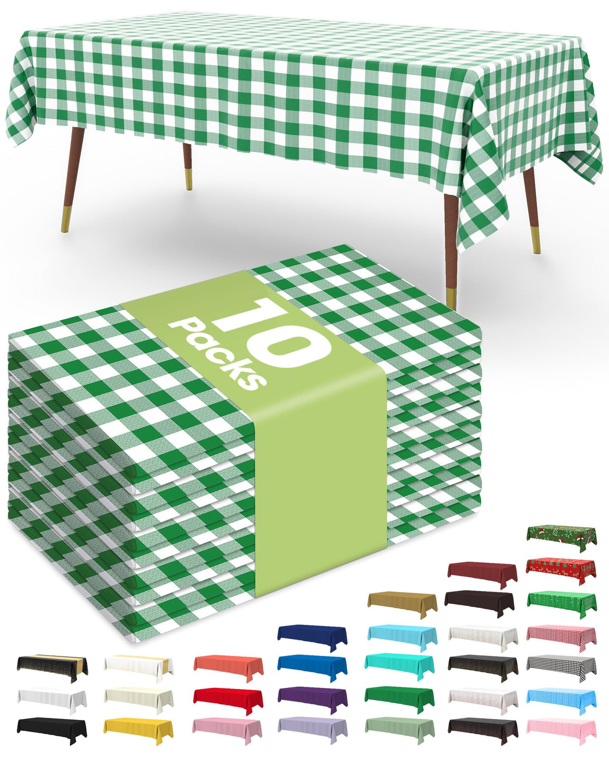 Pureegg Plastic Table Cloth Disposable 54x108 Inch 10 Pack, Beige