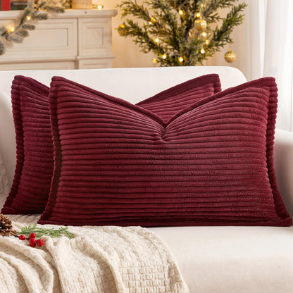MIULEE Couch Pillow Covers 18x18 Olive Green Textured Corduroy