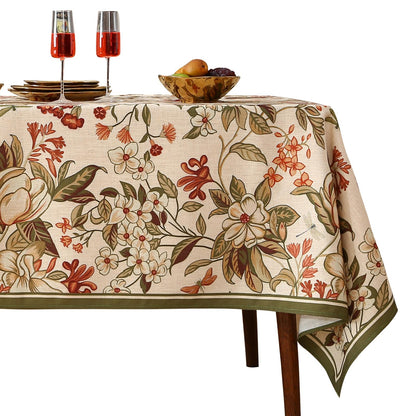 ISAENNE Designer French Linen Rectangular Tablecloth,118"x67"-Cornucopia