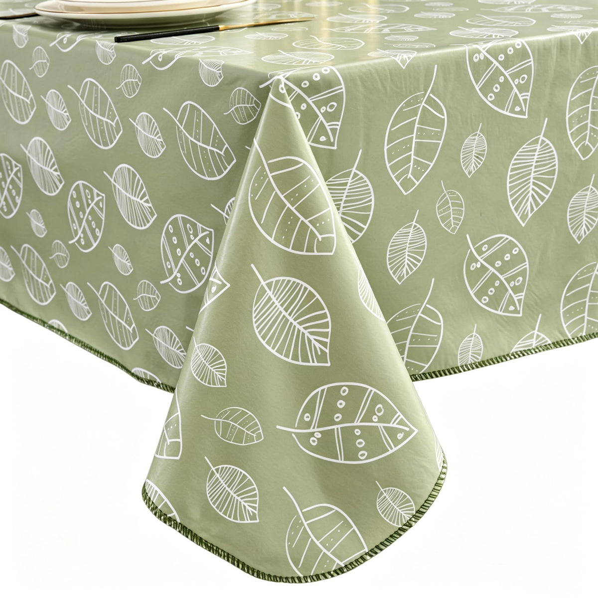 Pioggia Vinyl Tablecloth with Flannel Backed Rectangle Waterproof Oil-Proof PVC Table Cloth Wipeable Spill-Proof Plastic Table Cover for Indoor and Outdoor