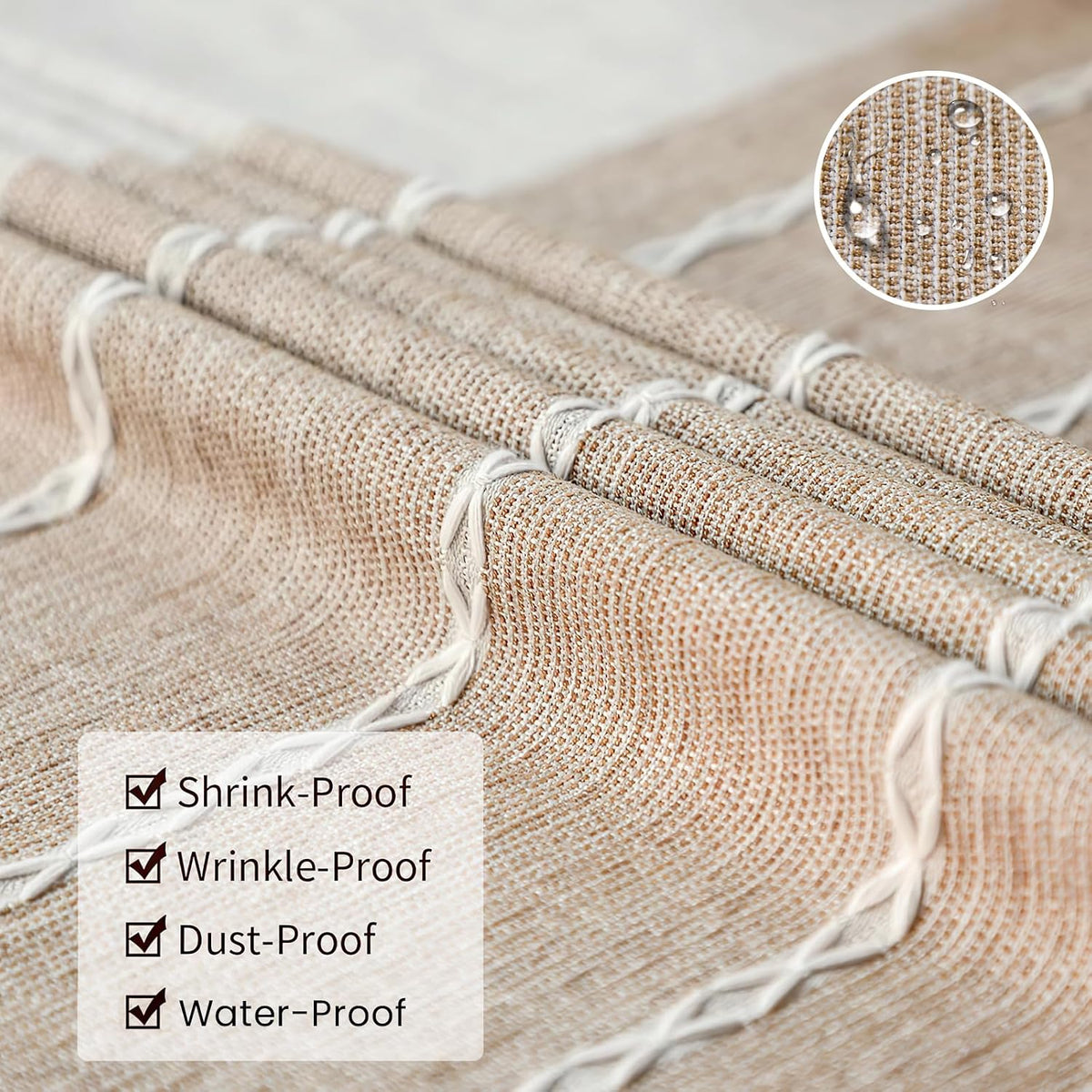 Deep Dream Tablecloths, Waterproof Table Cloth, Linens Wrinkle Free Anti-Fading, Rustic Table Cover Decoration for Kitchen Dinning Christmas (Rectangle/Oblong, 55''x70'',4-6 Seats, Light Coffee)