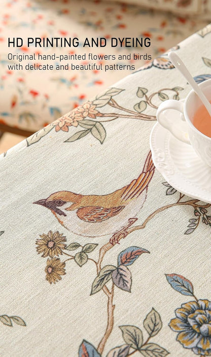 ISAENNE Designer French Linen Rectangular Tablecloth,118"x67"-Cornucopia