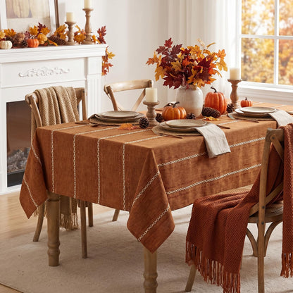 Horaldaily Beige Rectangular Tablecloth, 60×84 Inch, Farmhouse Decor