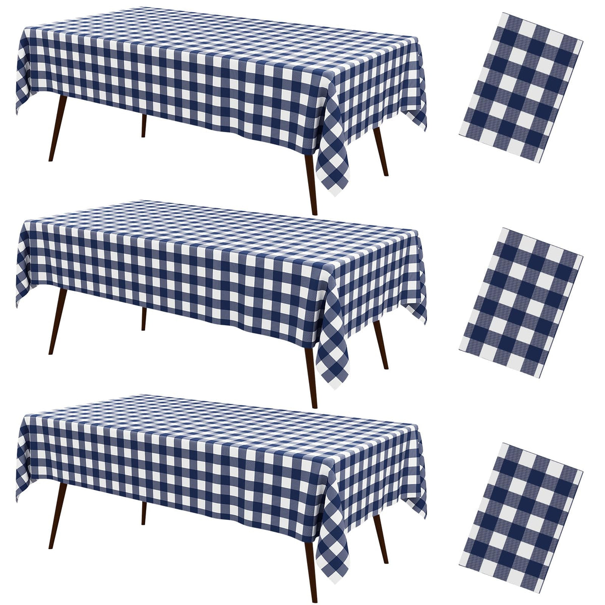 misaya 3 Packs Khaki White Buffalo Gingham Plastic Disposable Table Cloth