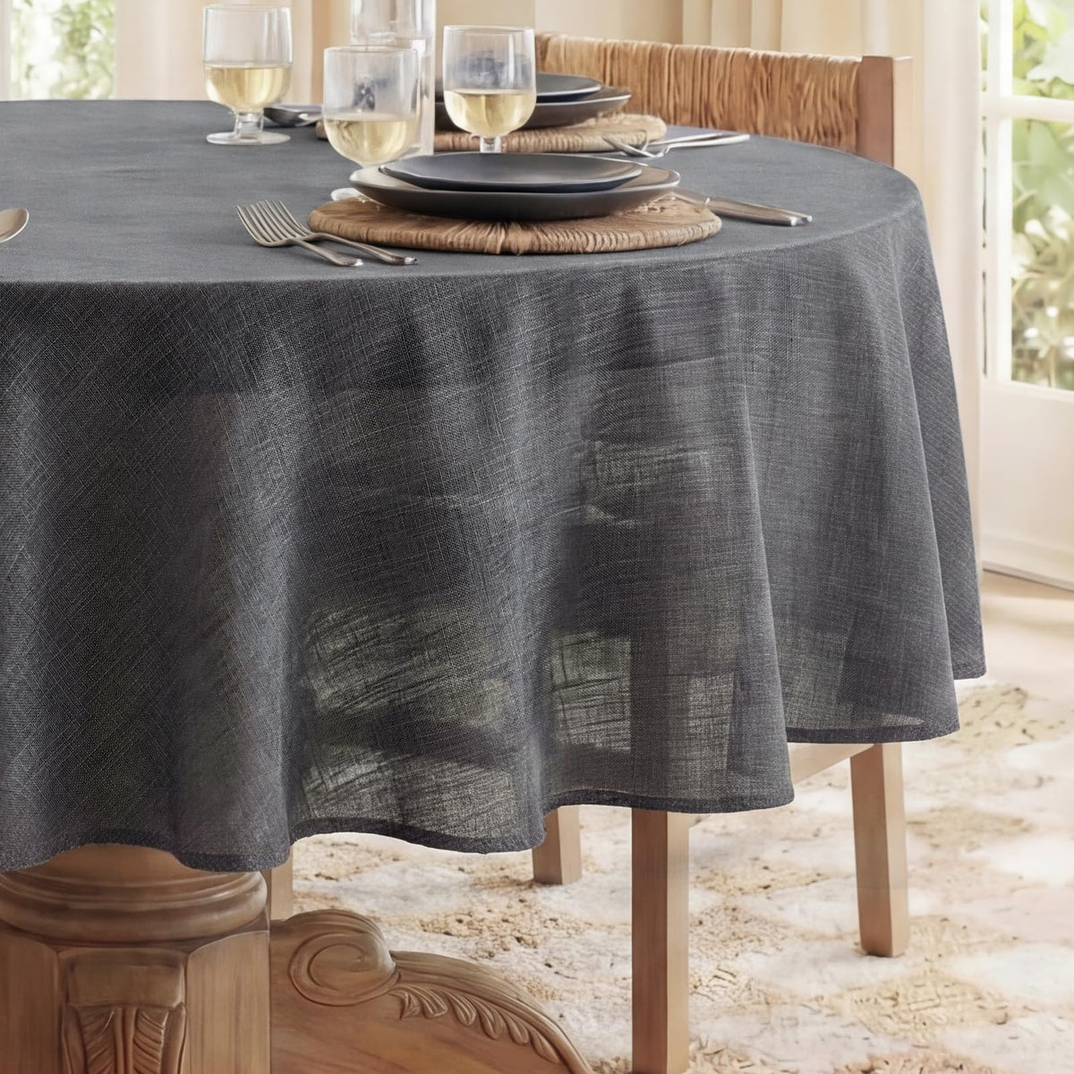 NOVILYS Rust Fall Rectangle Tablecloth with Linen Textured, 60 x 84 Inch