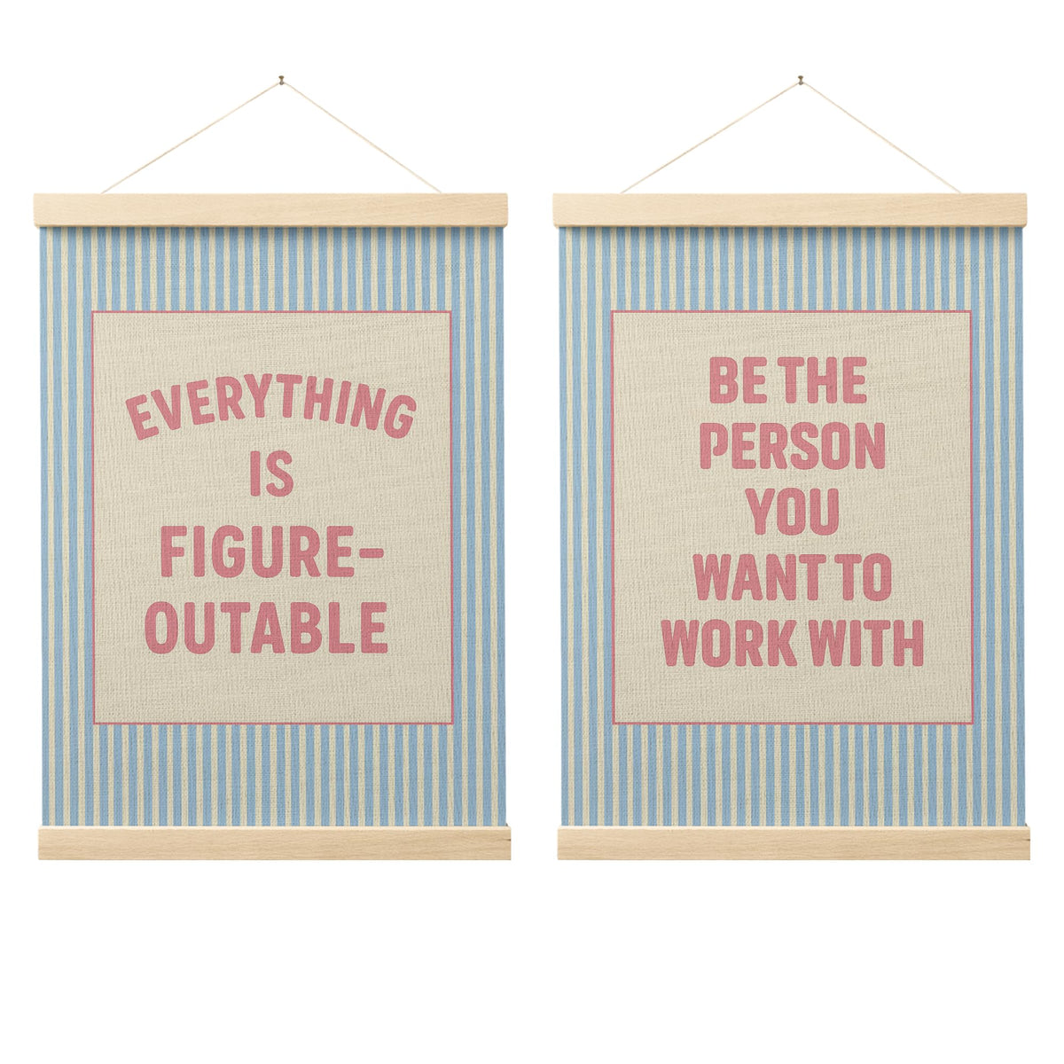 FGFK Everything Is Figureoutable Positive Affirmations Wall Art Poster Hanger Frame, Retro Pink and Green Inspirational Canvas Prints Framed Wall Decor for Office Classroom Home Bedroom, 12x16 Inch