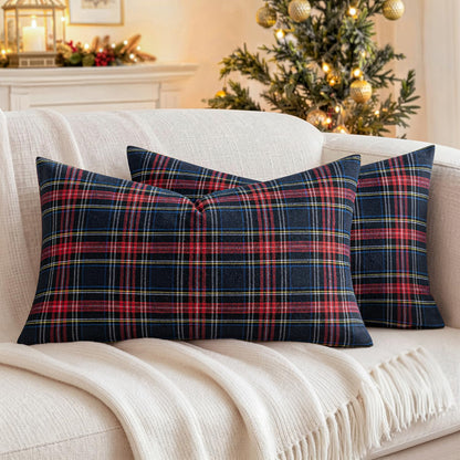 MIULEE Fall Plaid Pillow Covers Scottish Tartan 18x18 Terracotta Brown