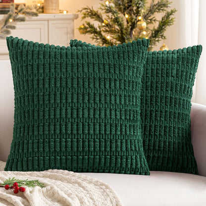 MIULEE Corduroy Decorative Throw Pillow Covers 18x18 Cream White Pack of 2