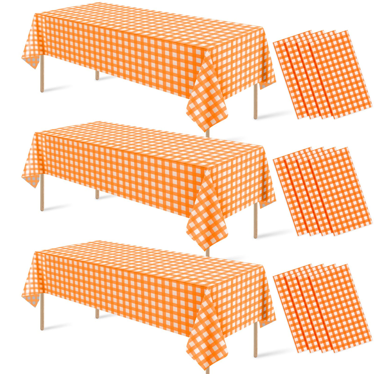 6 Pcs Sage Green Gingham Tablecloths, Checkered Table Covers 54 x 108 Inch