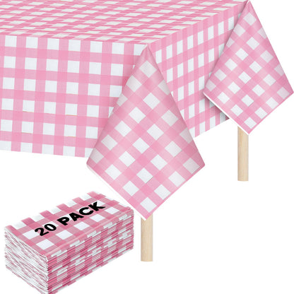 Mindsoft 10 Pack Gingham Party Tablecloth, 54 x 108 Inch Plastic Waterproof Heckered Disposable Plaid Party Tablecover for Picnic Birthday Baby Shower Bridal Wedding (Sage Green Checkered)