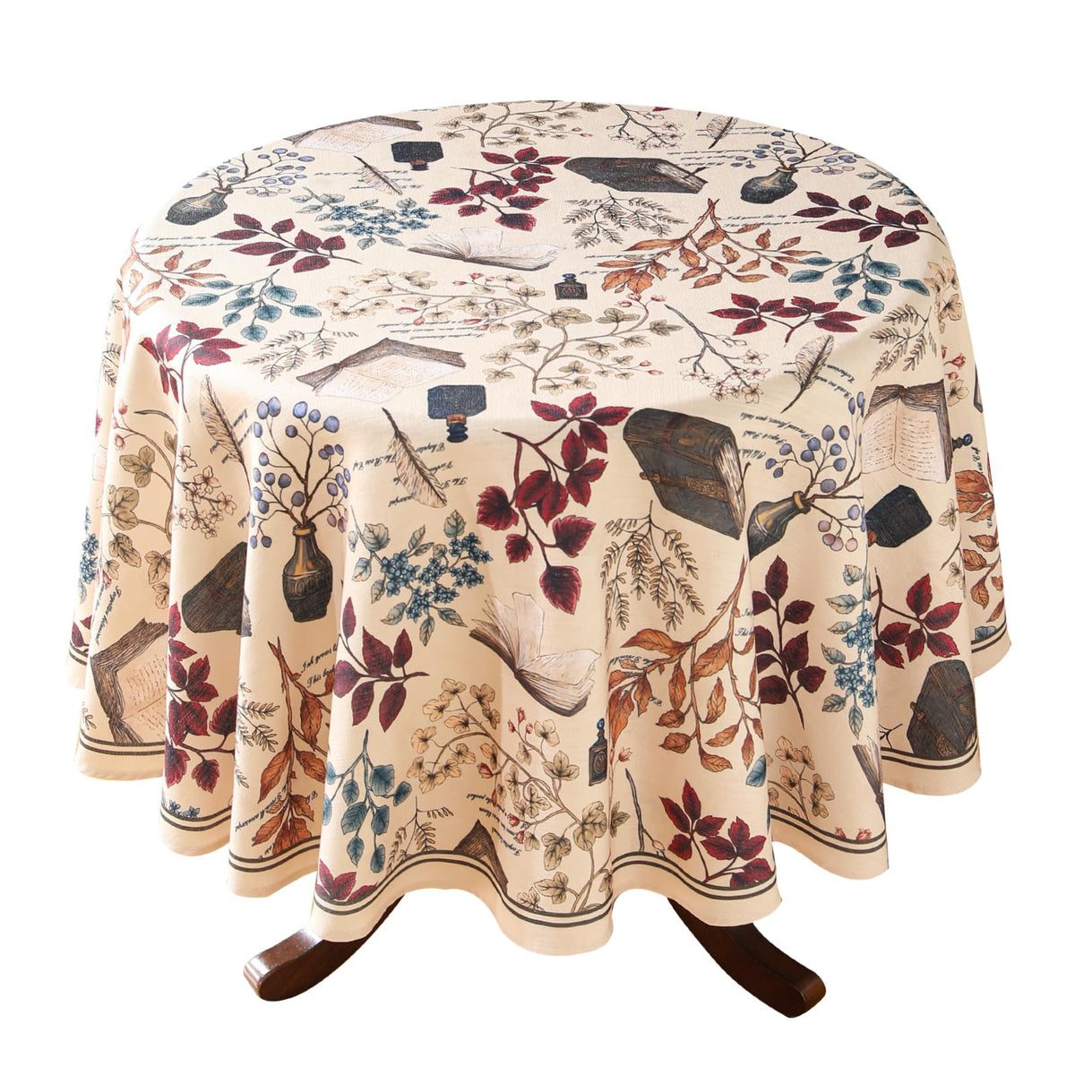 ISAENNE Designer French Linen Rectangular Tablecloth,118"x67"-Cornucopia