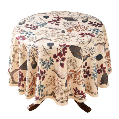ISAENNE Designer French Linen Rectangular Tablecloth,118"x67"-Cornucopia