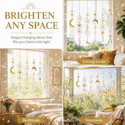 6Pieces Colorful Crystals Suncatcher Hanging Sun Catcher with Chain