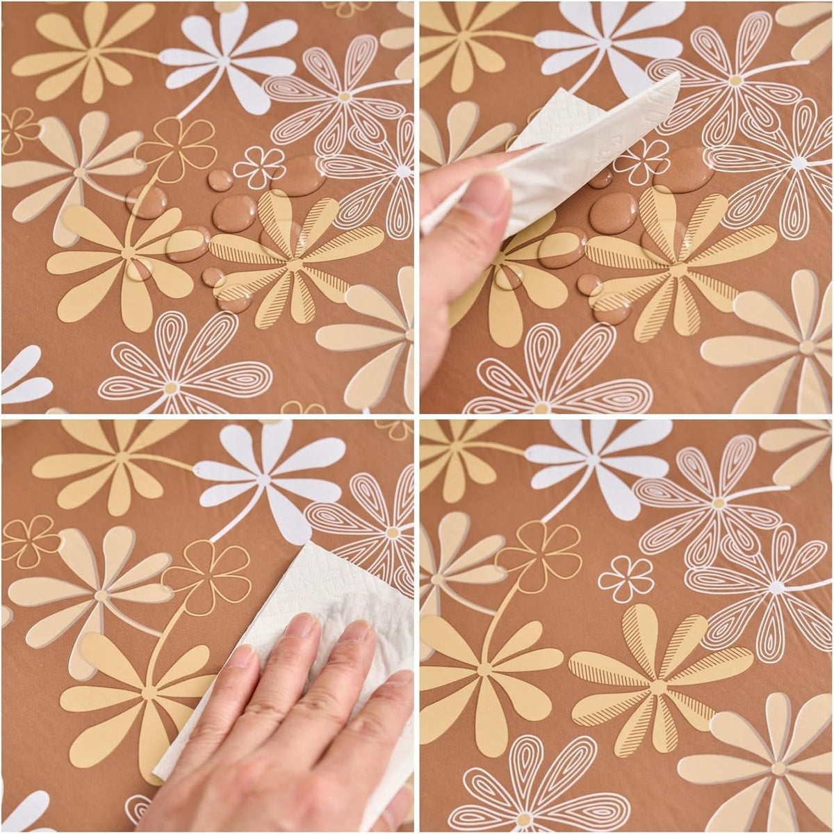 Pioggia Vinyl Tablecloth with Flannel Backed Rectangle Waterproof Oil-Proof PVC Table Cloth Wipeable Spill-Proof Plastic Table Cover for Indoor and Outdoor
