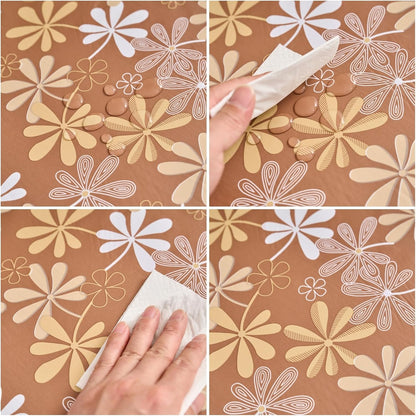 Pioggia Vinyl Tablecloth with Flannel Backed Rectangle Waterproof Oil-Proof PVC Table Cloth Wipeable Spill-Proof Plastic Table Cover for Indoor and Outdoor