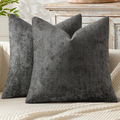 MIULEE Decorative Couch Throw Pillow Covers 18x18 Inch Neutral Beige 2 Pack