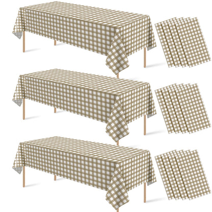 6 Pcs Sage Green Gingham Tablecloths, Checkered Table Covers 54 x 108 Inch