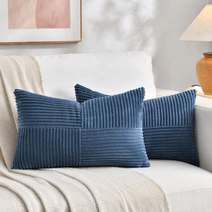Fancy Homi 2 Packs Rust Boho Decorative Throw Pillow Covers 18x18 Inch for Couch Bed Sofa, Farmhouse Fall Home Decor, Soft Corss Corduroy Patchwork Textured Terracotta Accent Cushion Case 45x45 cm