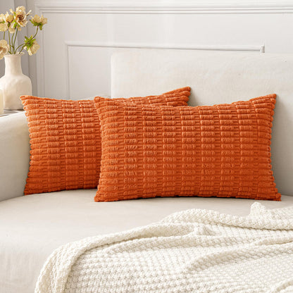 MIULEE Corduroy Decorative Throw Pillow Covers 18x18 Cream White Pack of 2