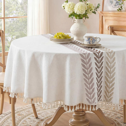 Softalker Fall Linen Rectangle Tablecloth with Tassel, 55 x 70 Inch