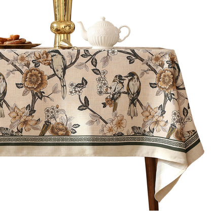 ISAENNE Designer French Linen Rectangular Tablecloth,118"x67"-Cornucopia